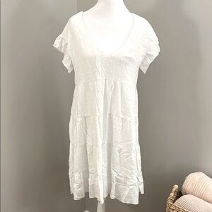 Socialite White Flutter Sleeve Tiered Dress, Sz XS/S